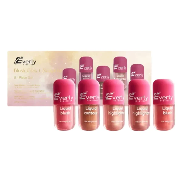 Everly Beauties 5 in 1 Liquid Blush, Highlighter & contour Glow Kit