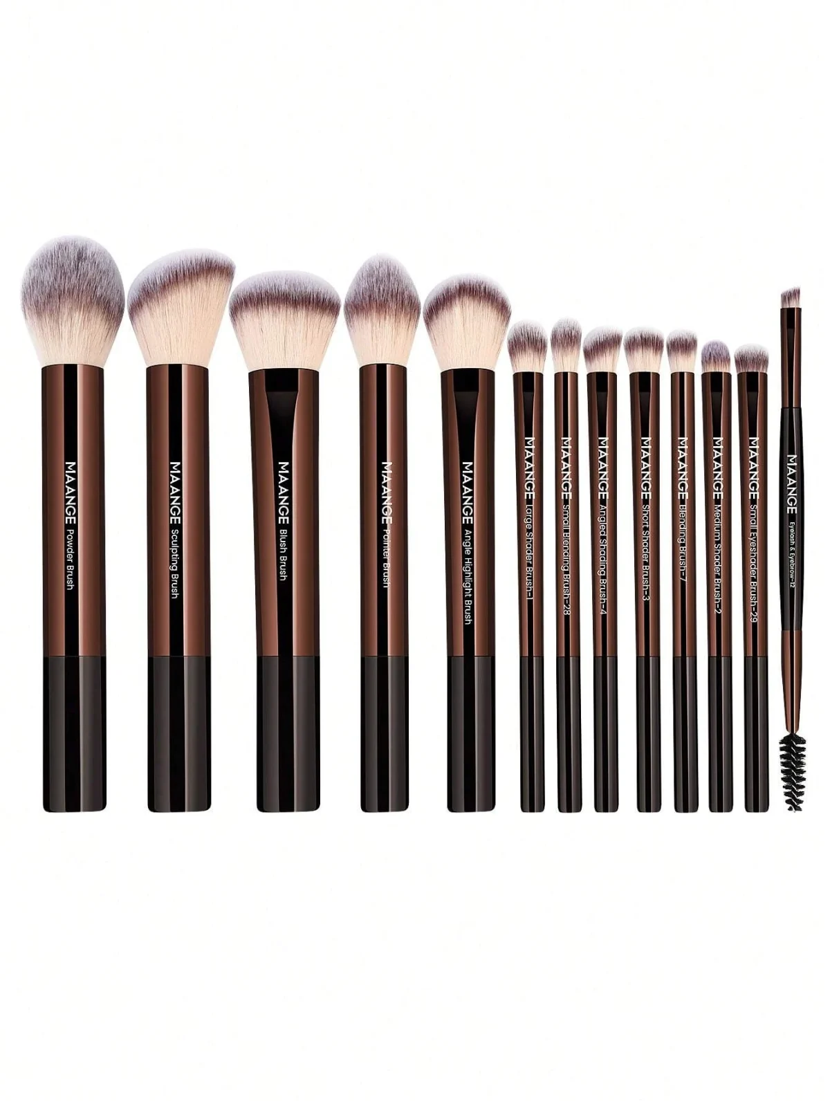 Maange 13pcs Premium Brush Set with Bag - Choco - Image 3
