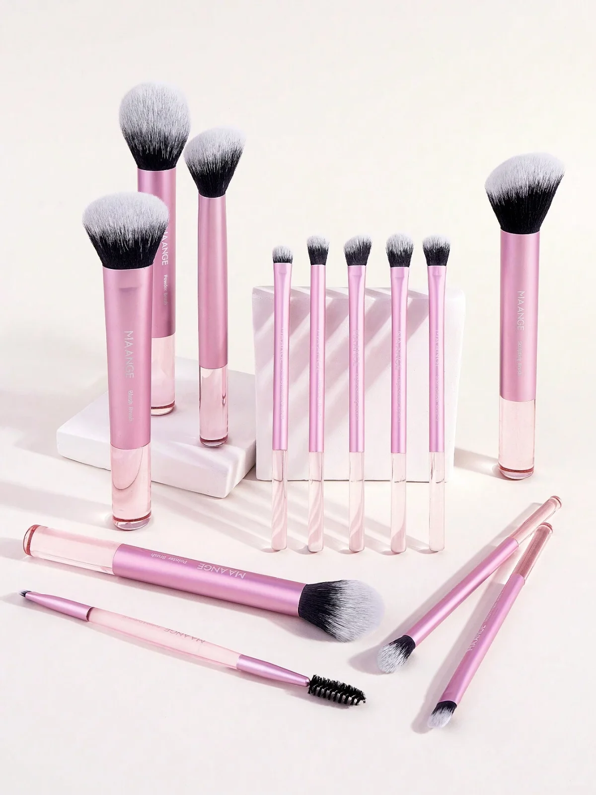 Maange 13pcs Premium Brush Set with Bag - Pink - Image 3